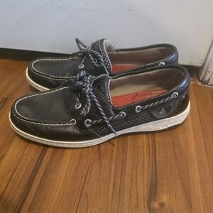 Sperry Black and White Women's Boat Shoes